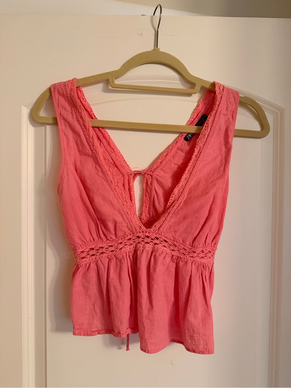 Zara Coral Crochet-Trim V-Neck Camisole